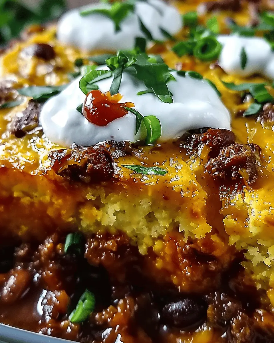 Loaded Chili Cheese Cornbread Bake