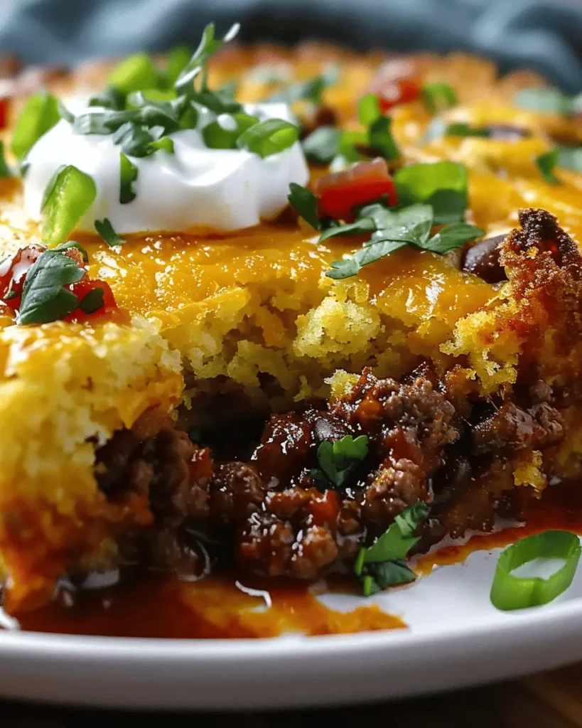 Loaded Chili Cheese Cornbread Bake