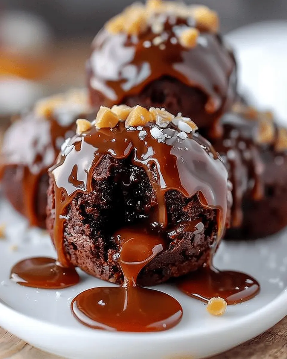 Molten Caramel Brownie Bombs