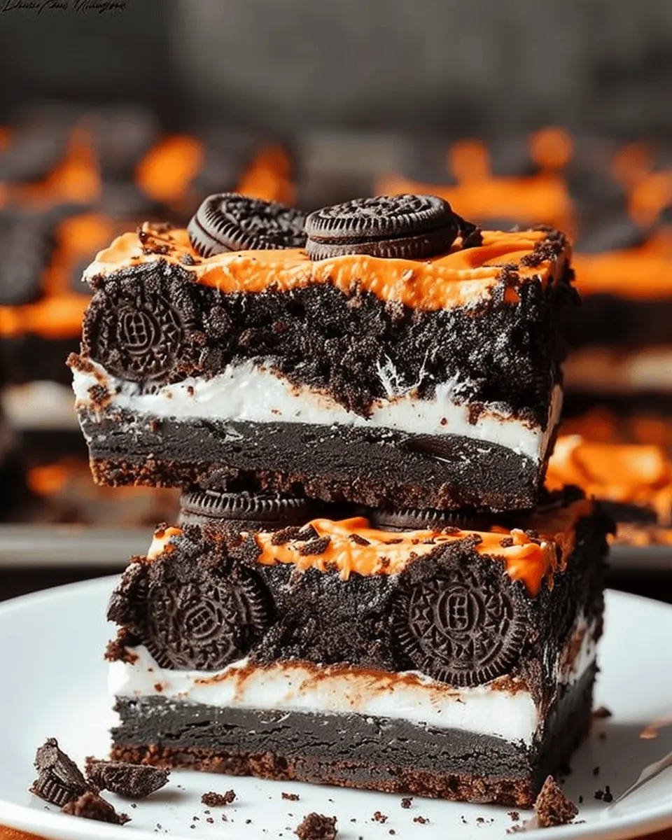 Oreo Layered Halloween Brownies