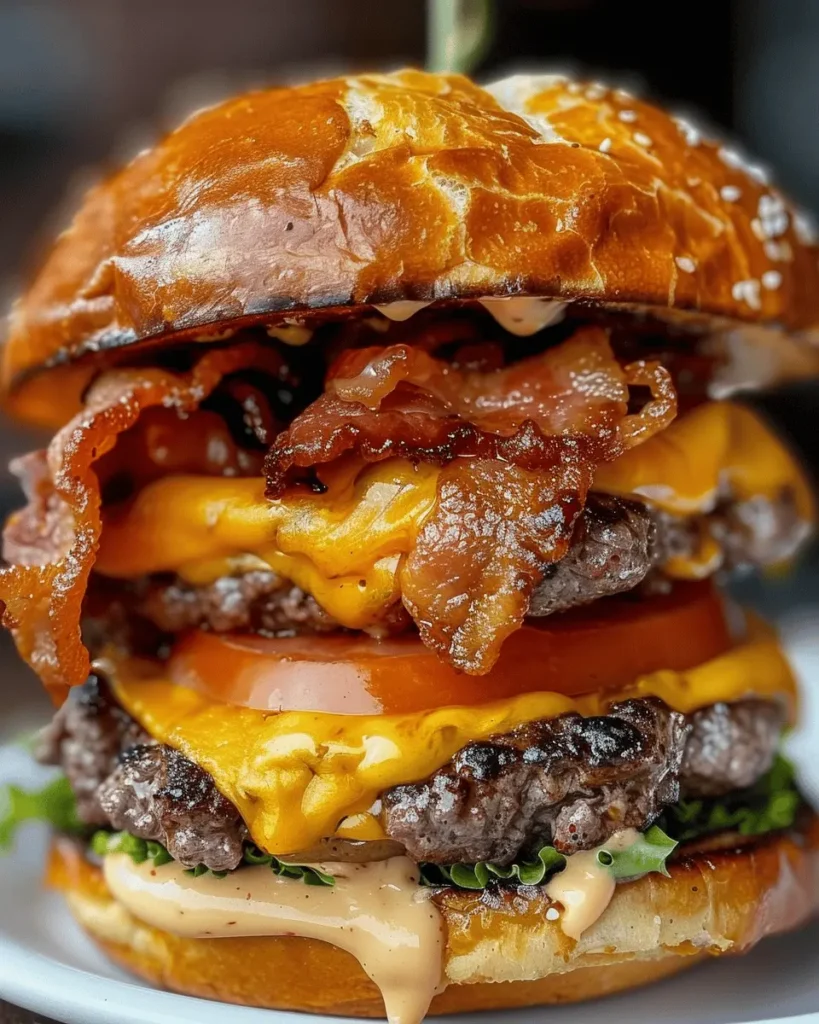 Oktoberfest Pretzel Bun Beer Cheese Burger Recipe