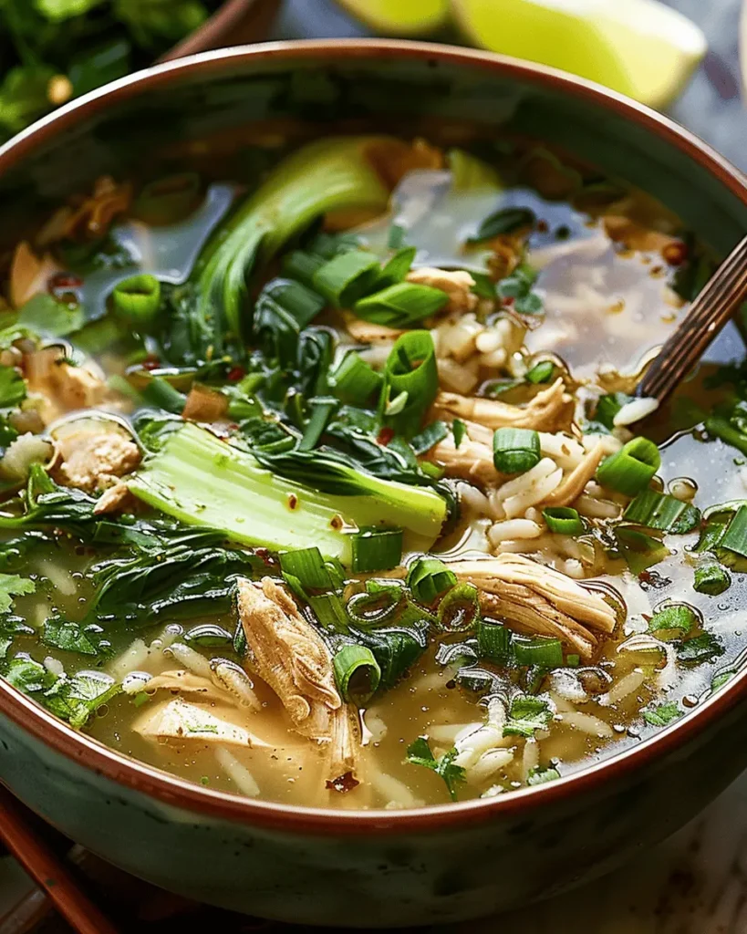 Ginger Chicken and Rice Soup with Bok Choy