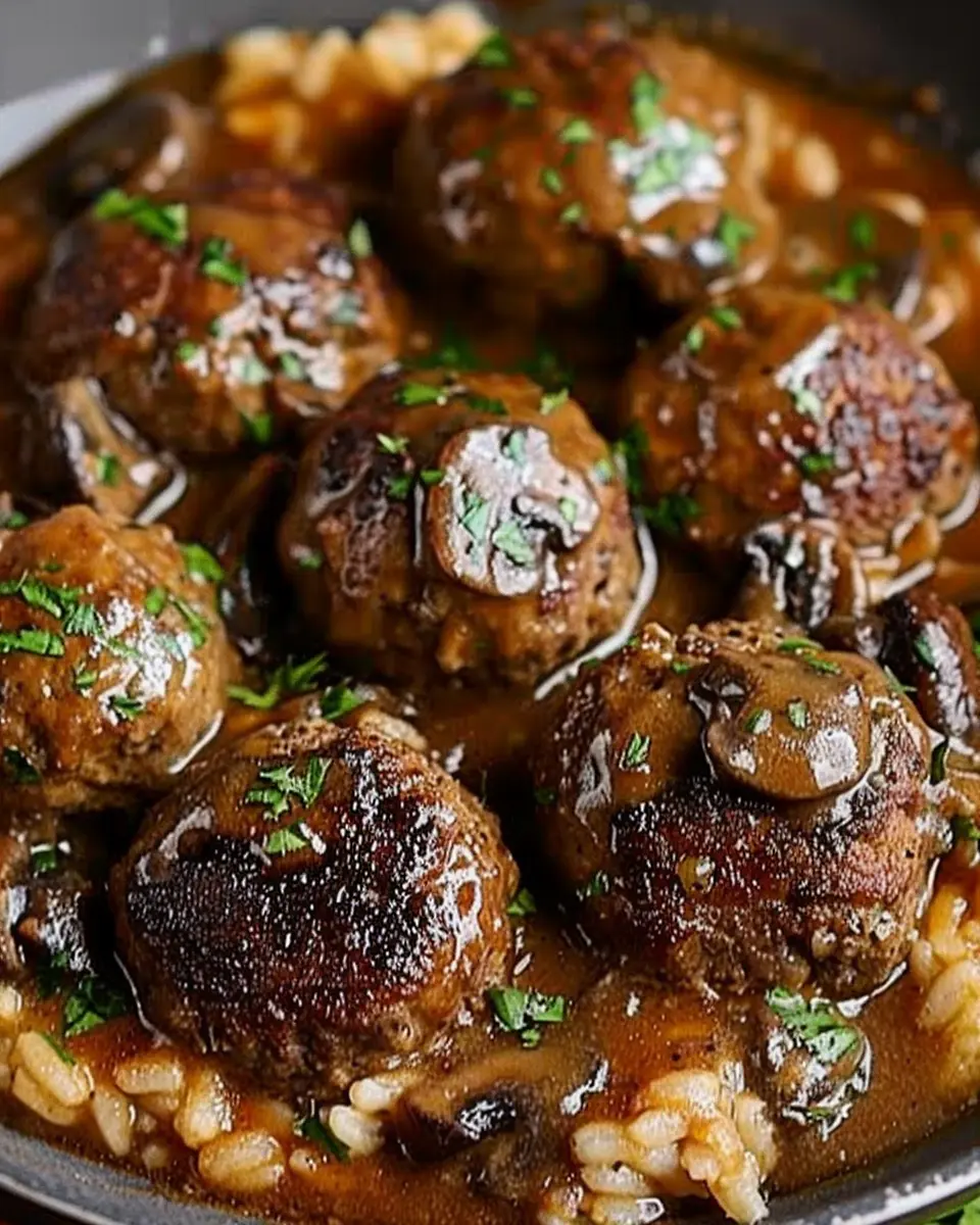 Salisbury Steak Meatballs in Rich Mushroom Gravy
