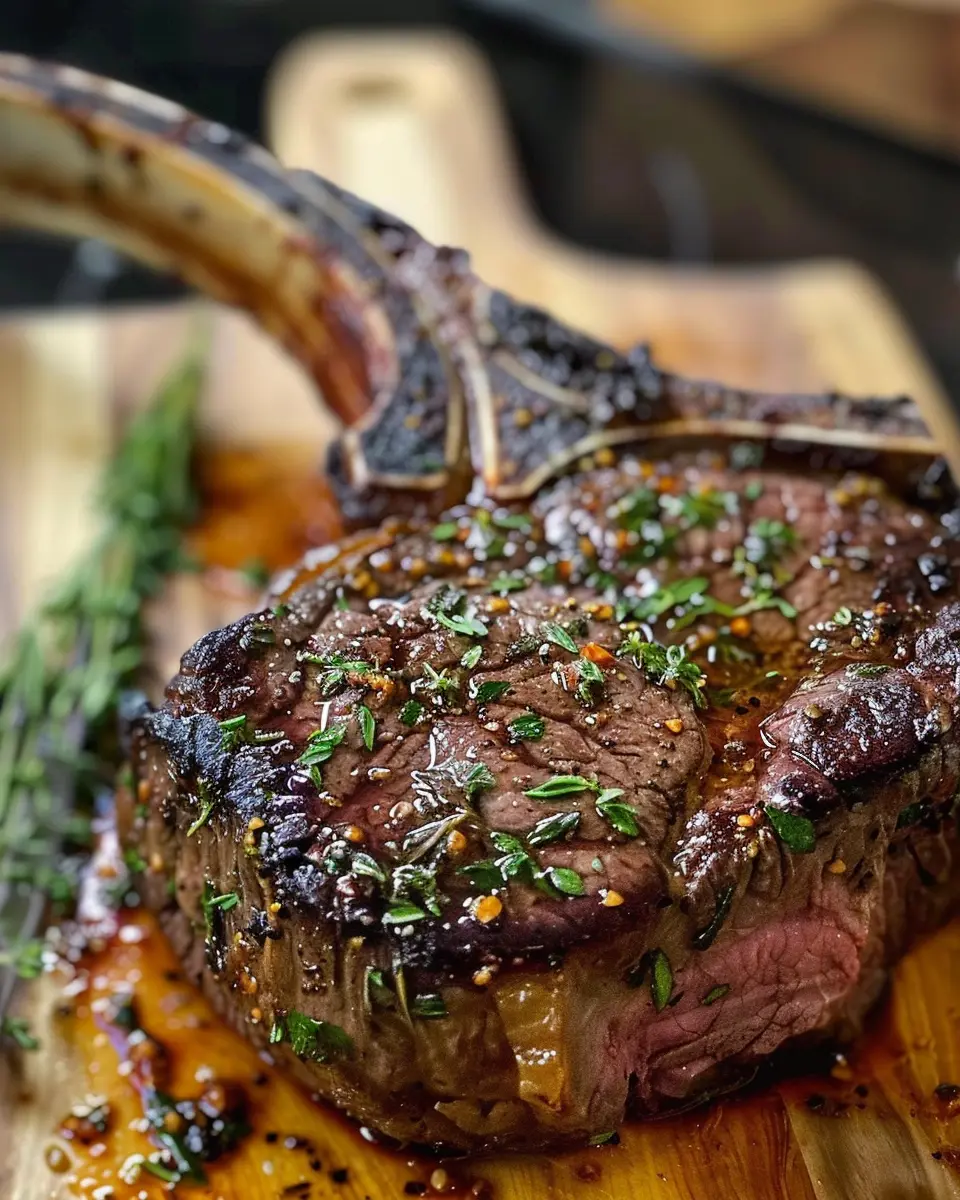 Spicy Garlic Tomahawk Beef Steak Recipe - Reverse Seared BBQ Perfection