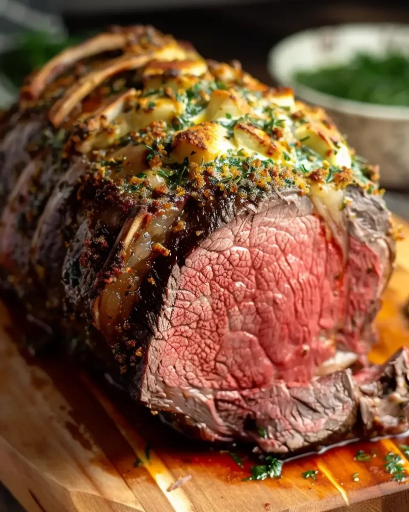 Smoked Prime Rib with Herb Crusted Garlic Butter