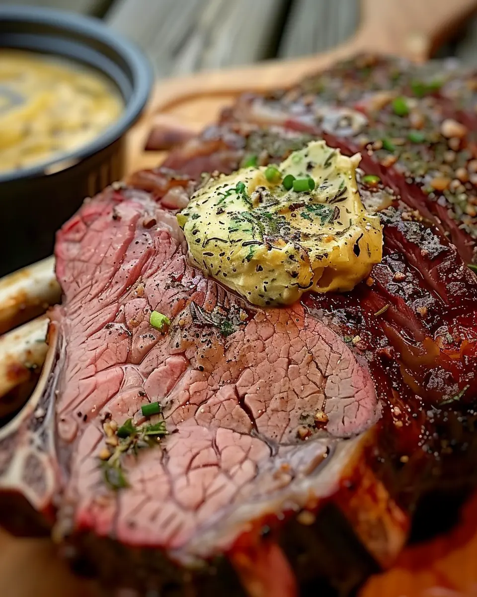 Pellet Smoked Prime Rib with Cowboy Butter