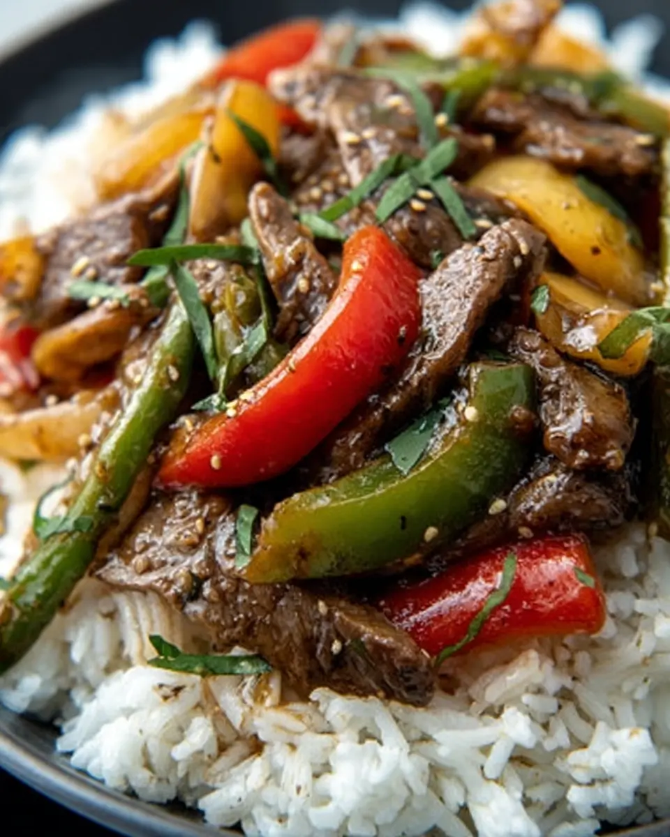 Pepper Steak Stir-Fry with Rice