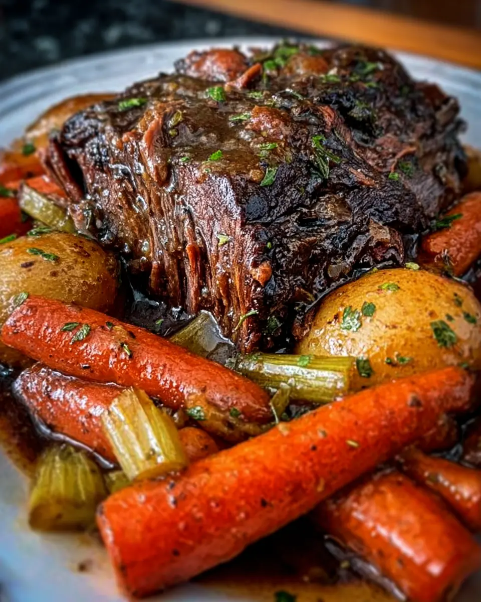 Oven-Braised Beef Chuck with Leeks, Carrots & Herb Jus