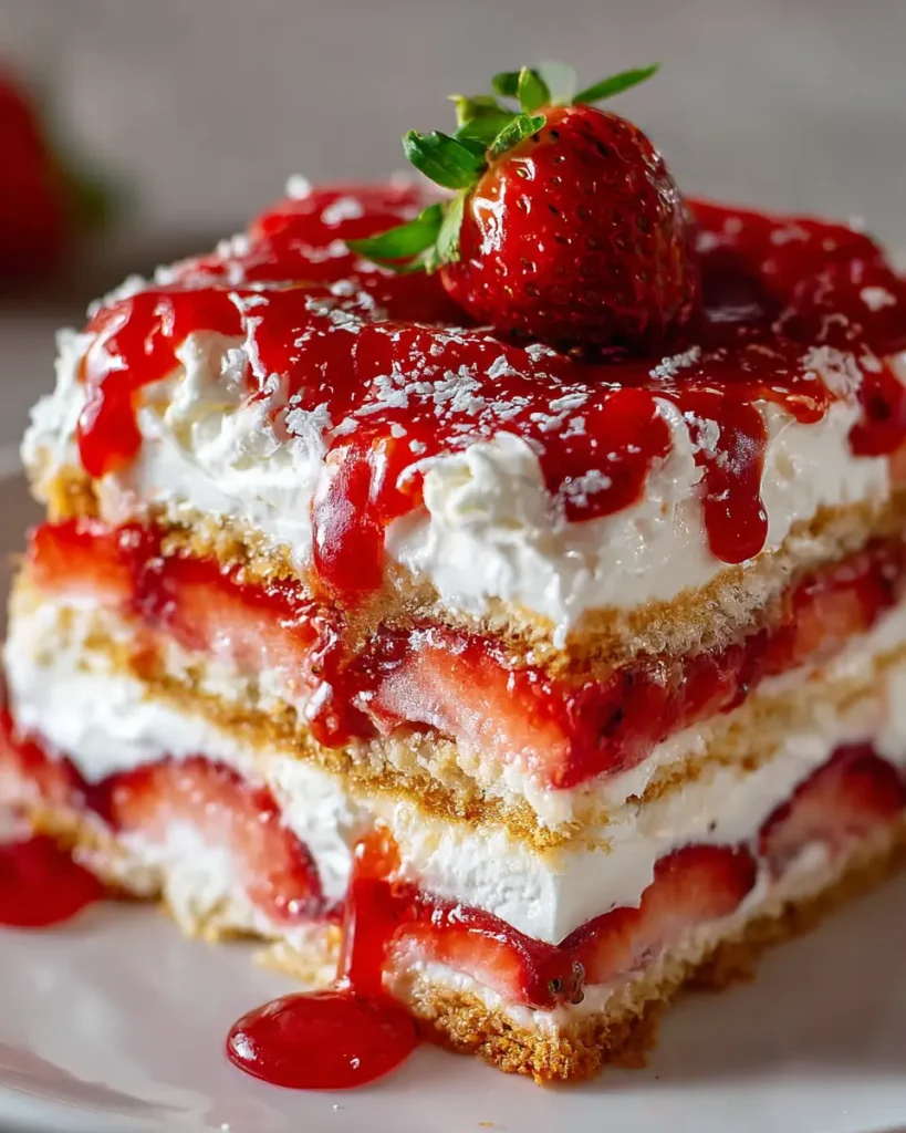 Strawberry Lasagna – No-Bake 4-Layer Dessert