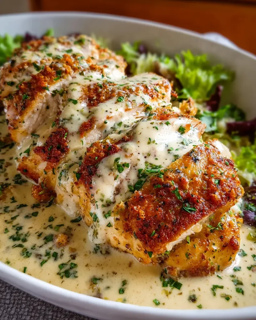 Baked Caesar Chicken with Creamy Parmesan Sauce