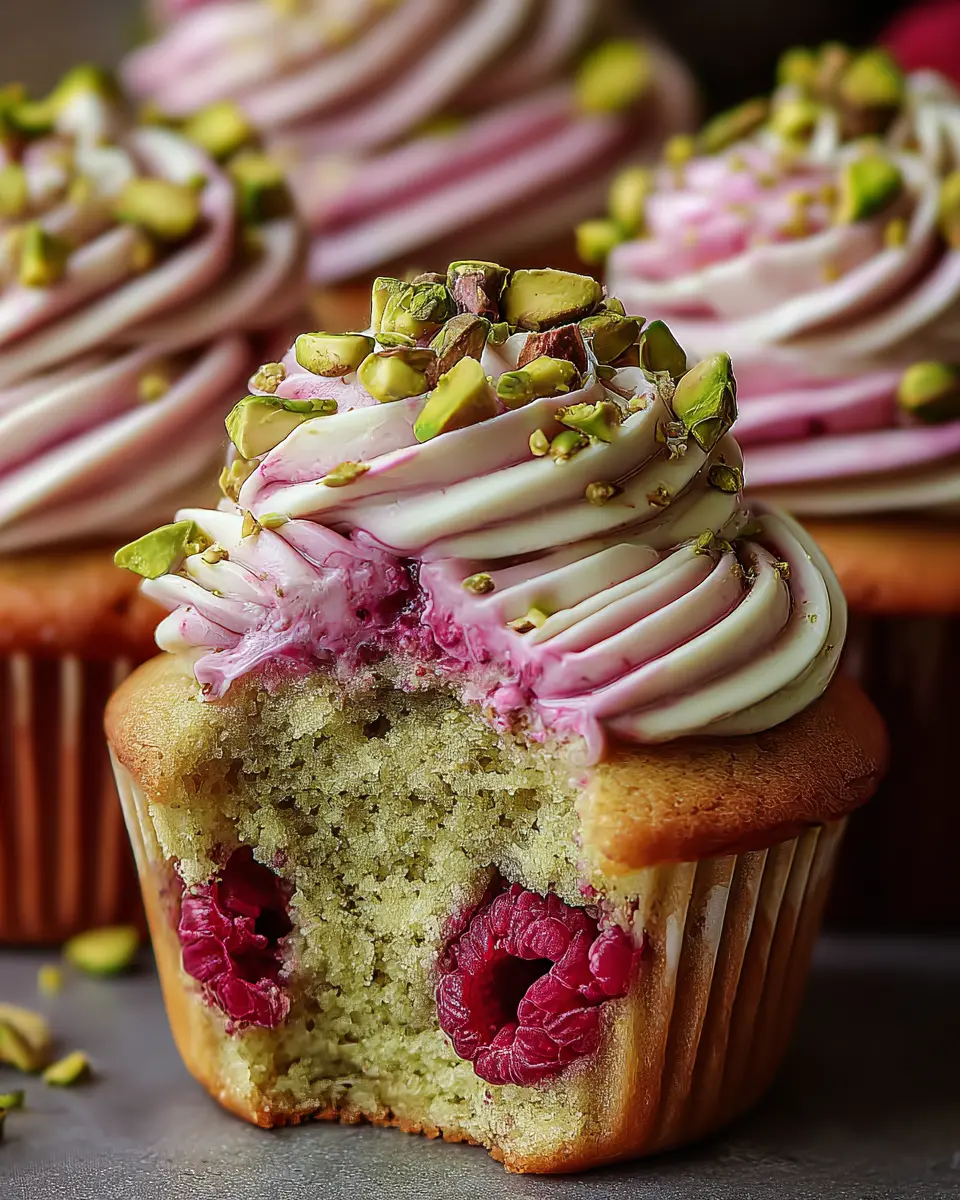 Fluffy Raspberry Pistachio Cupcakes