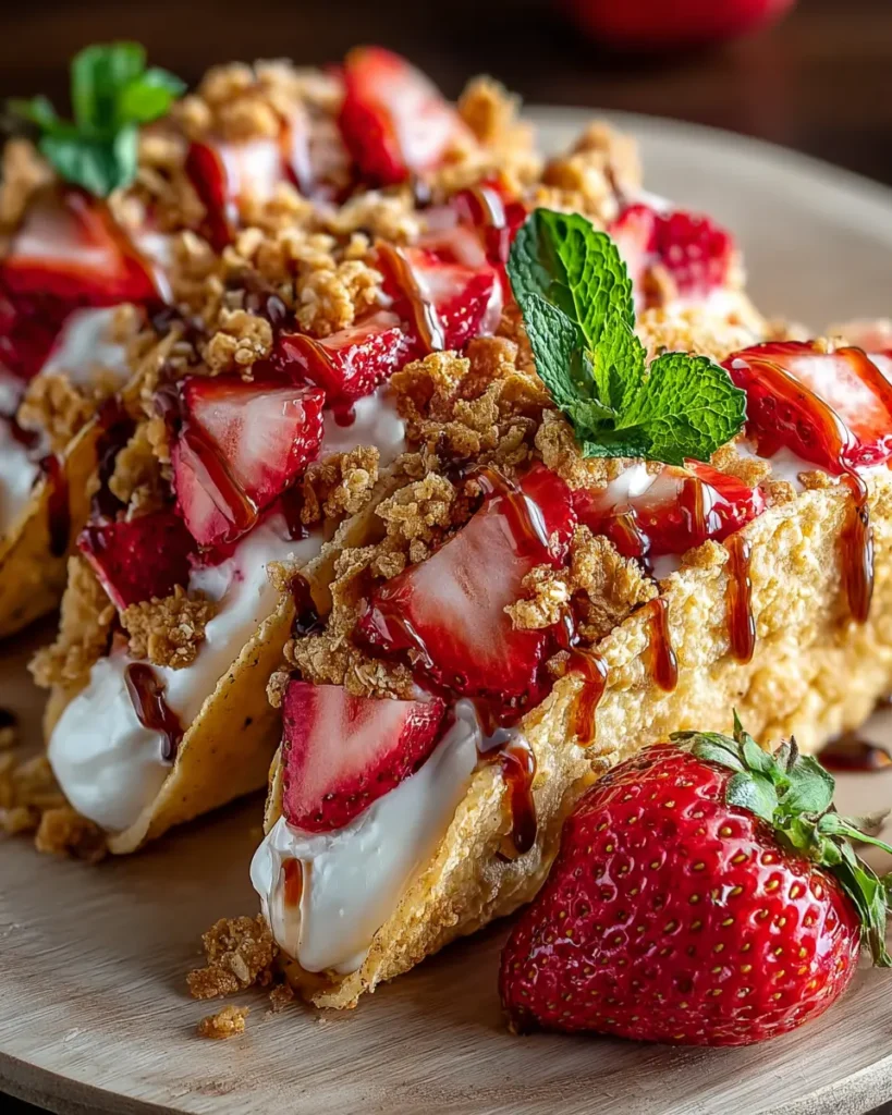 Strawberry Crunch Cheesecake Tacos