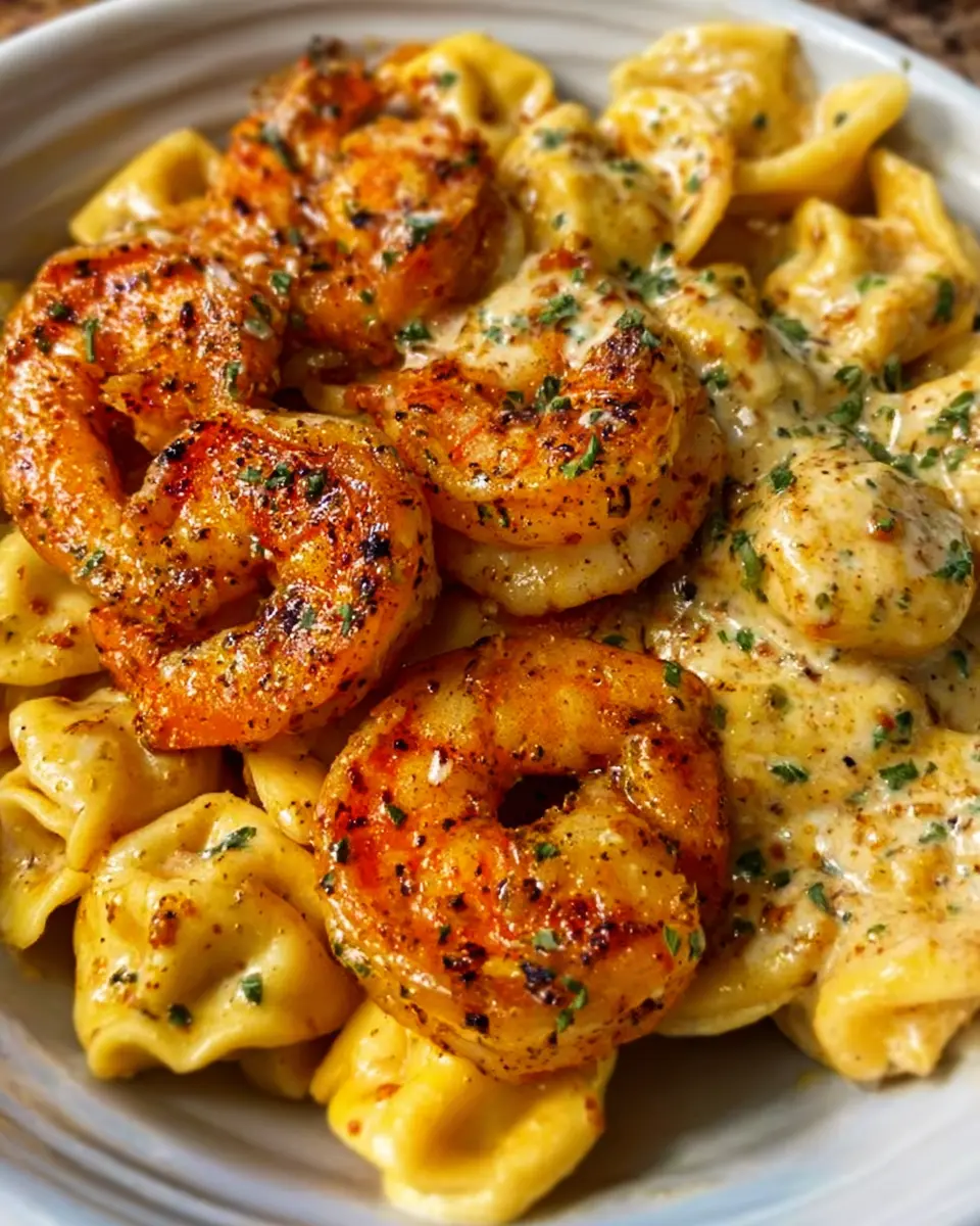 Cajun Garlic Butter Shrimp with Creamy Three-Cheese Tortellini