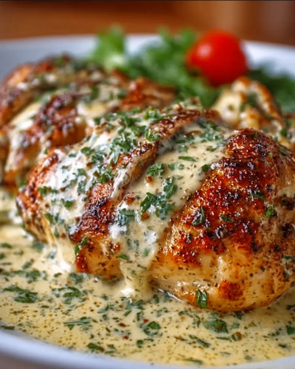 Oven-Baked Caesar Chicken with Creamy Dijon Parmesan Sauce
