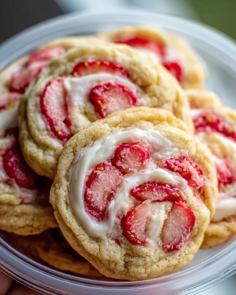 Strawberry Banana Pudding Cookies with Cheesecake Dip