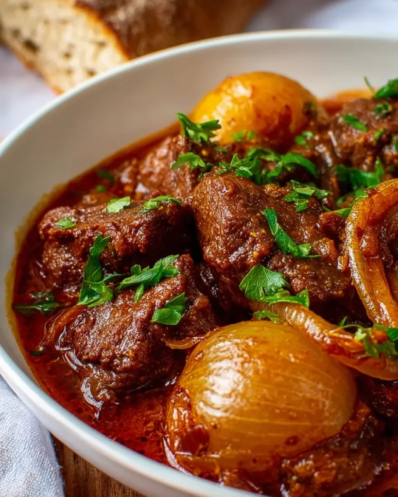 Traditional Greek Stifado (Beef and Onion Stew)
