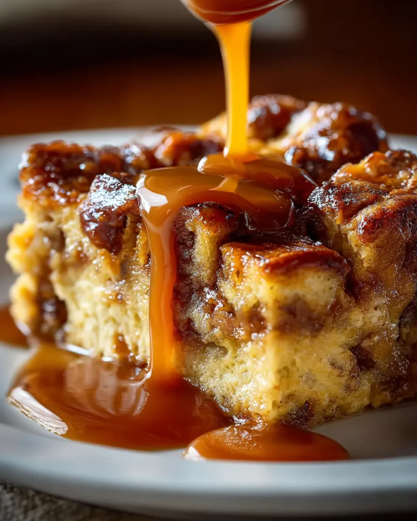 Classic Bread Pudding with Caramel Sauce