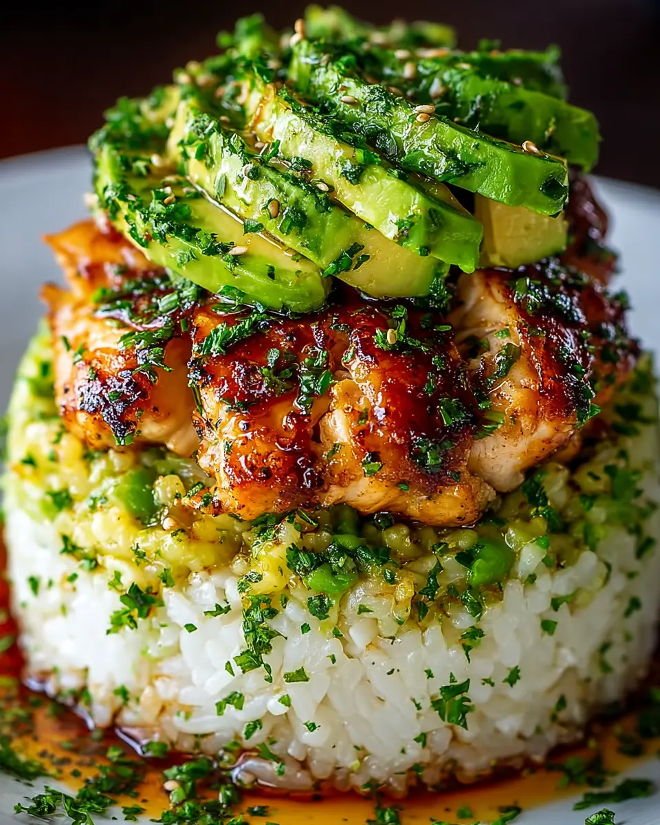 Honey Lime Chicken & Avocado Rice Stack