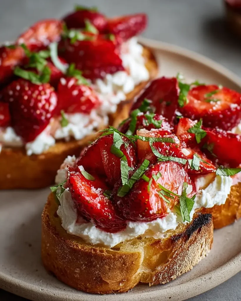 Roasted Strawberry Whipped Ricotta Toast