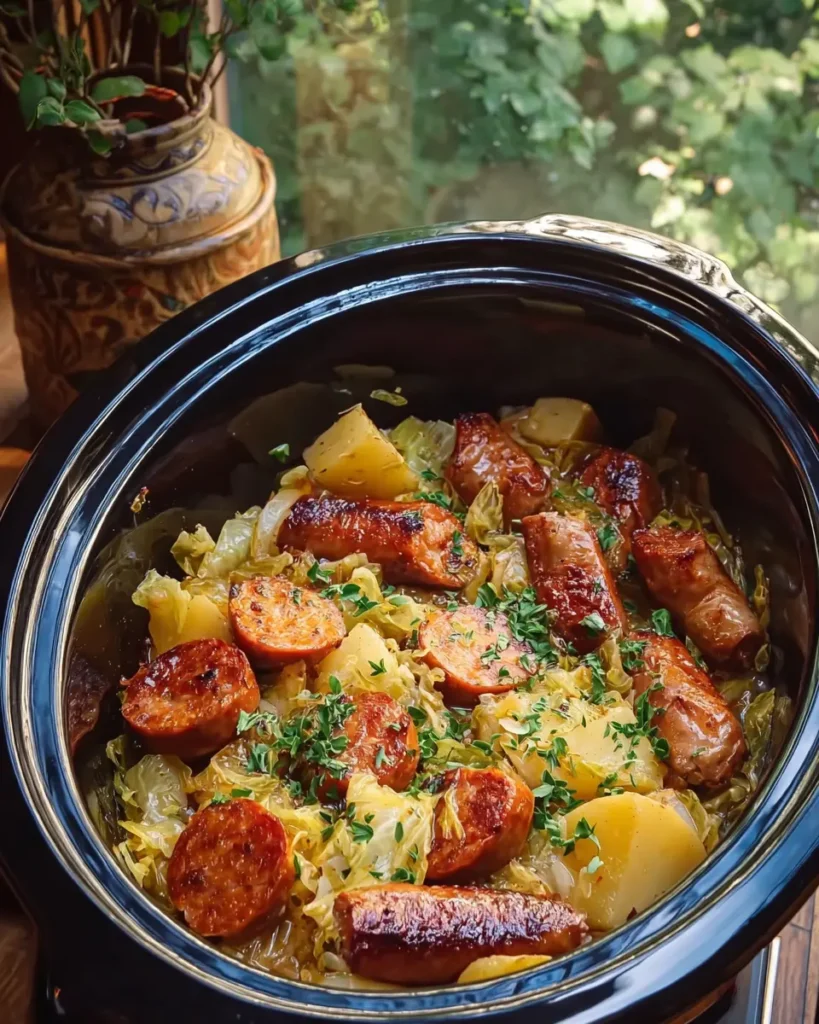 Hearty Slow Cooker Sausage, Cabbage & Potatoes