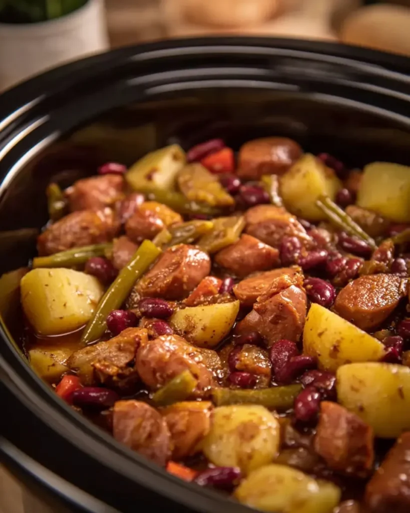 Crockpot Lil’ Smokies with Beans and Potatoes