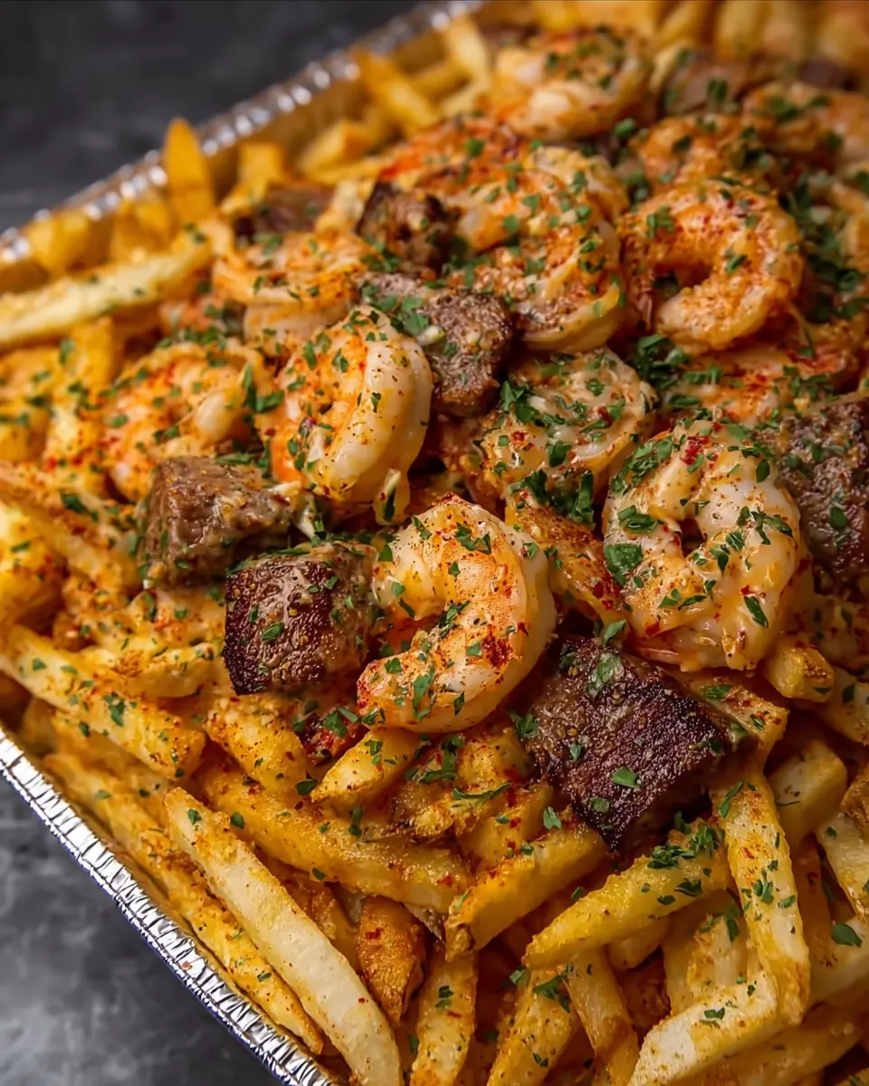 Cajun Shrimp Surf and Turf Loaded Fries