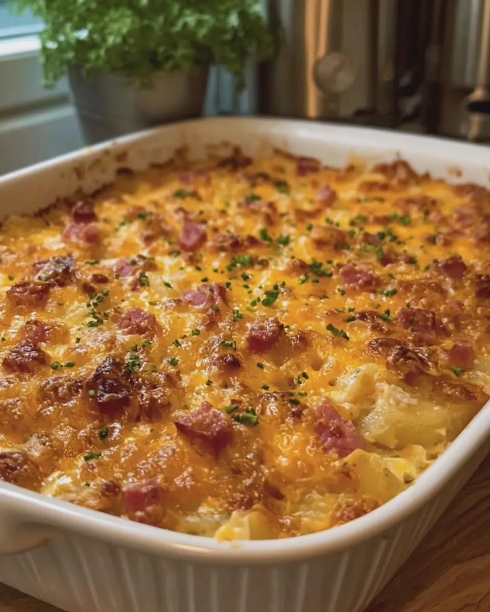 Cheesy Chicken Ham Potato Casserole