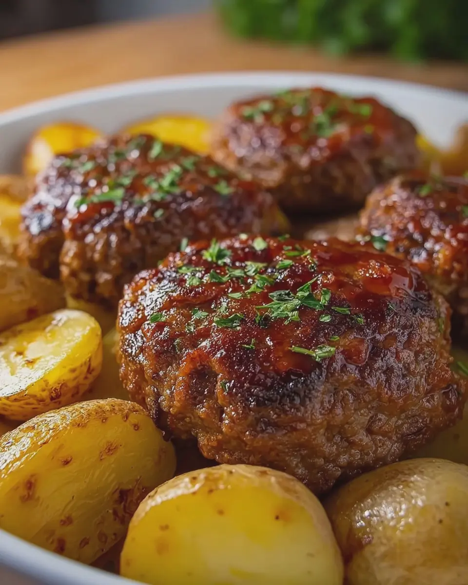Slow Cooker Meatloaf Patties and Potatoes