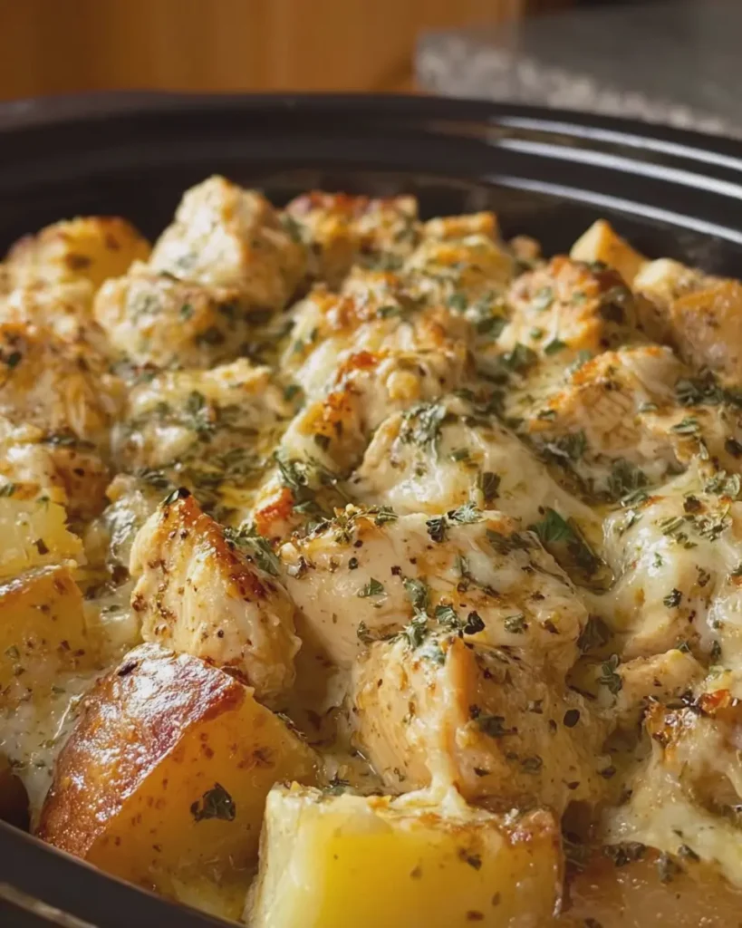 Crockpot Garlic Parmesan Chicken and Potatoes