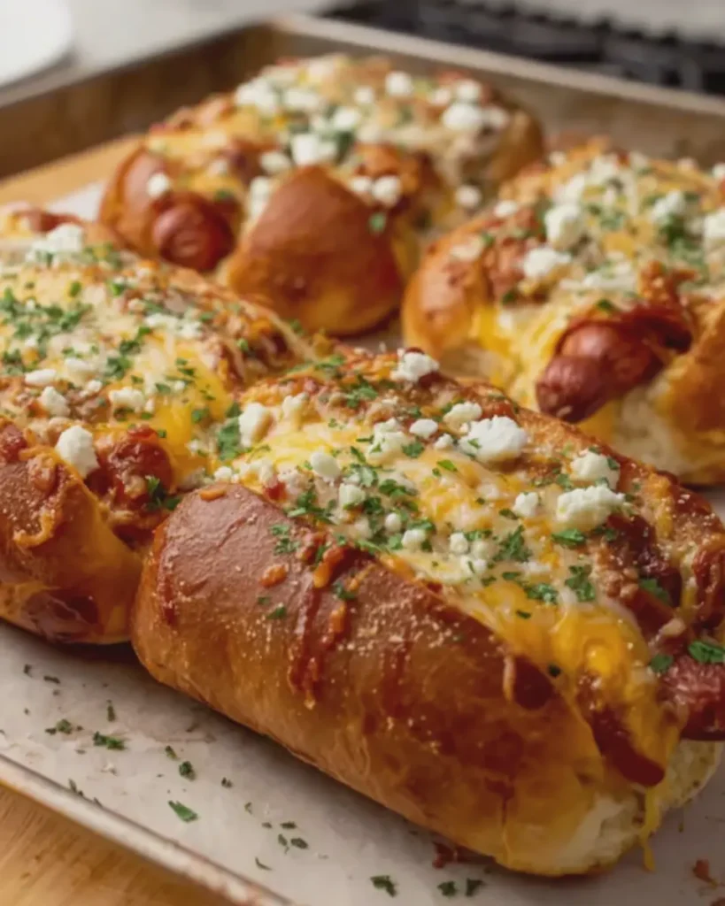 Crispy Cheesy Baked Hot Dogs