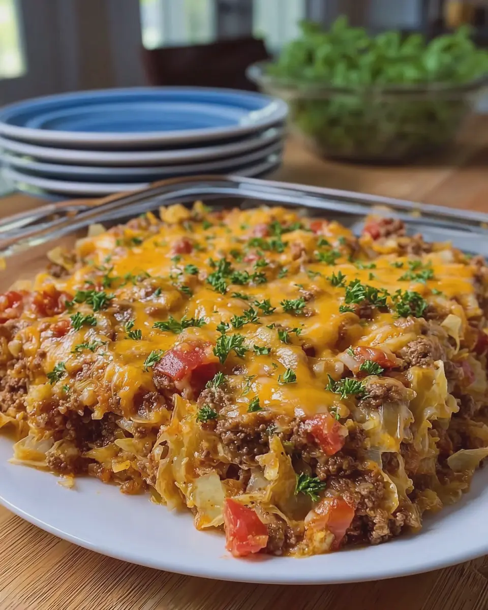 Cheesy Cabbage Beef Casserole