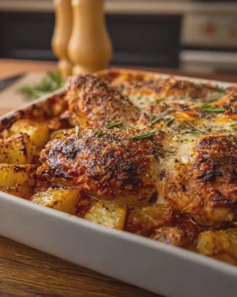 Cheesy Baked Chicken and Roasted Potatoes