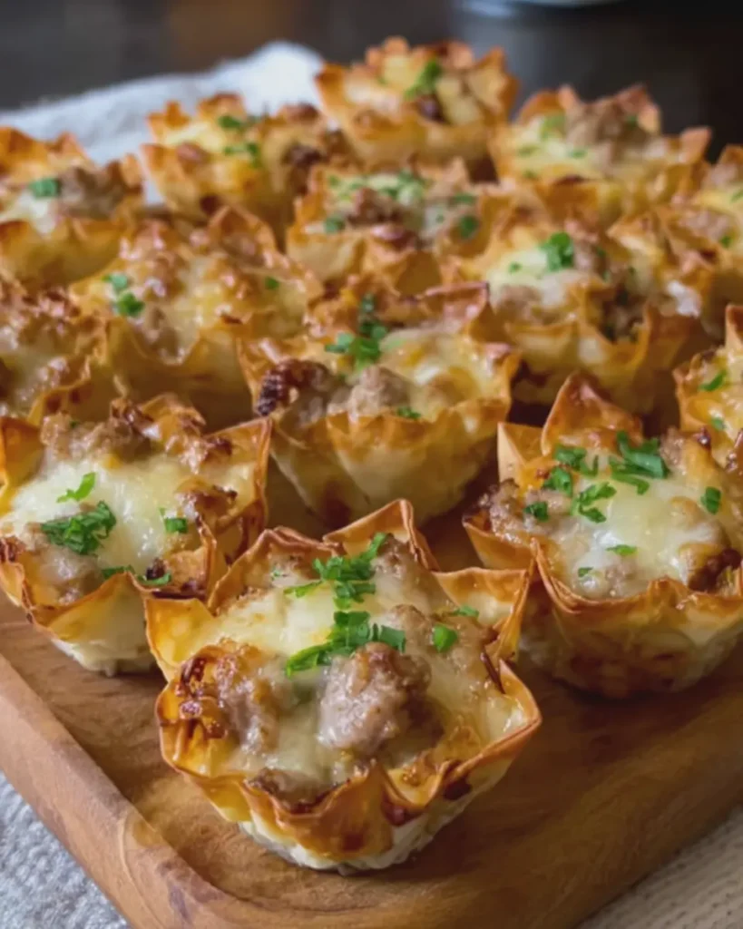 Sausage And Cheese Wonton Cups