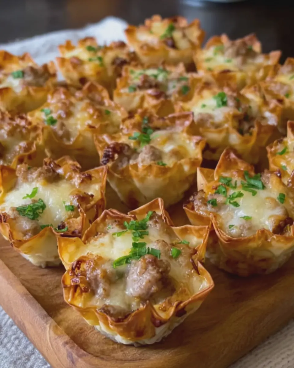 Sausage And Cheese Wonton Cups