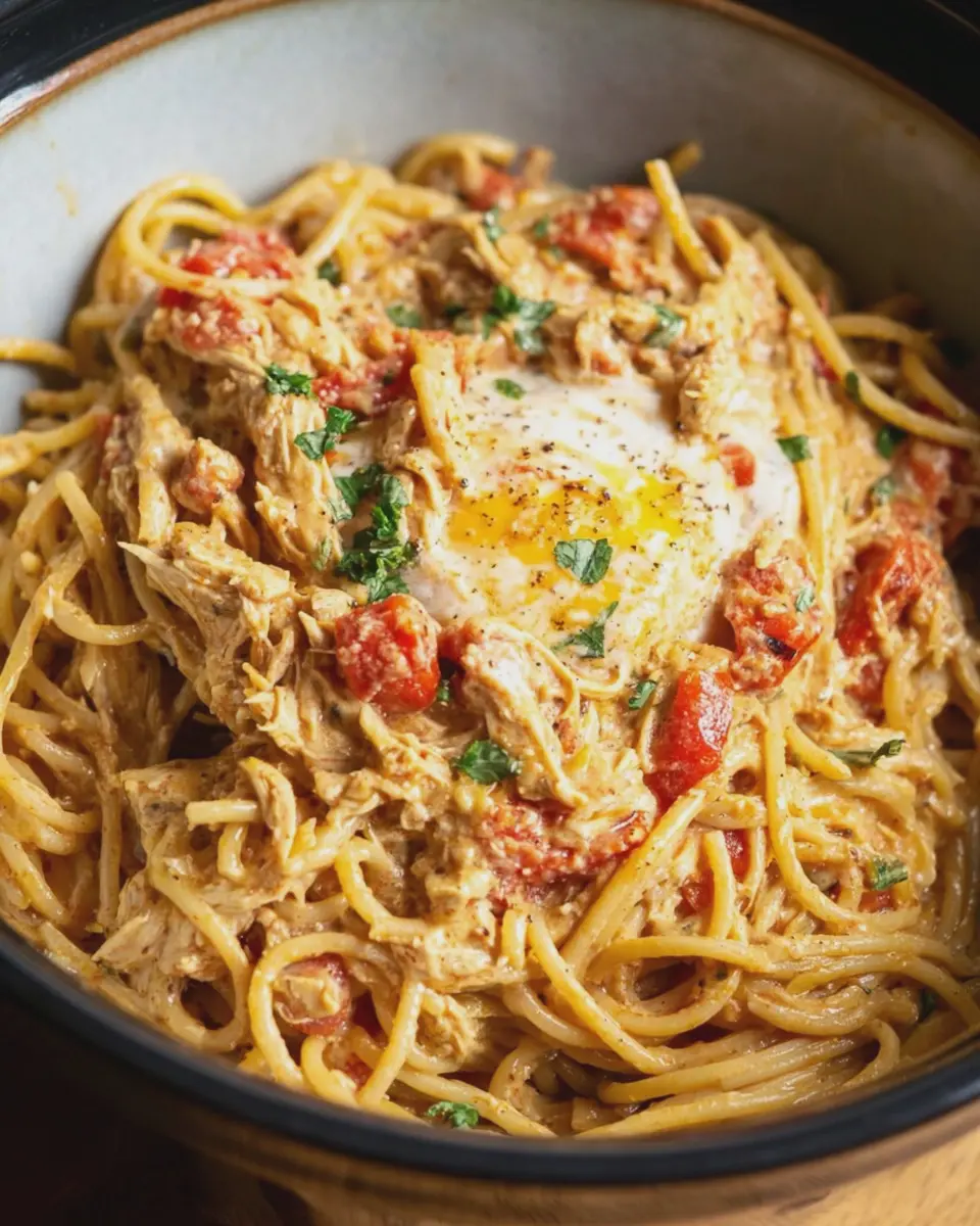 Crockpot Chicken Spaghetti
