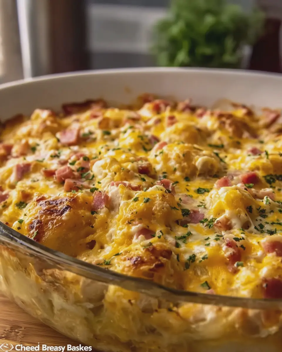 Cheesy Chicken Ham Potato Casserole