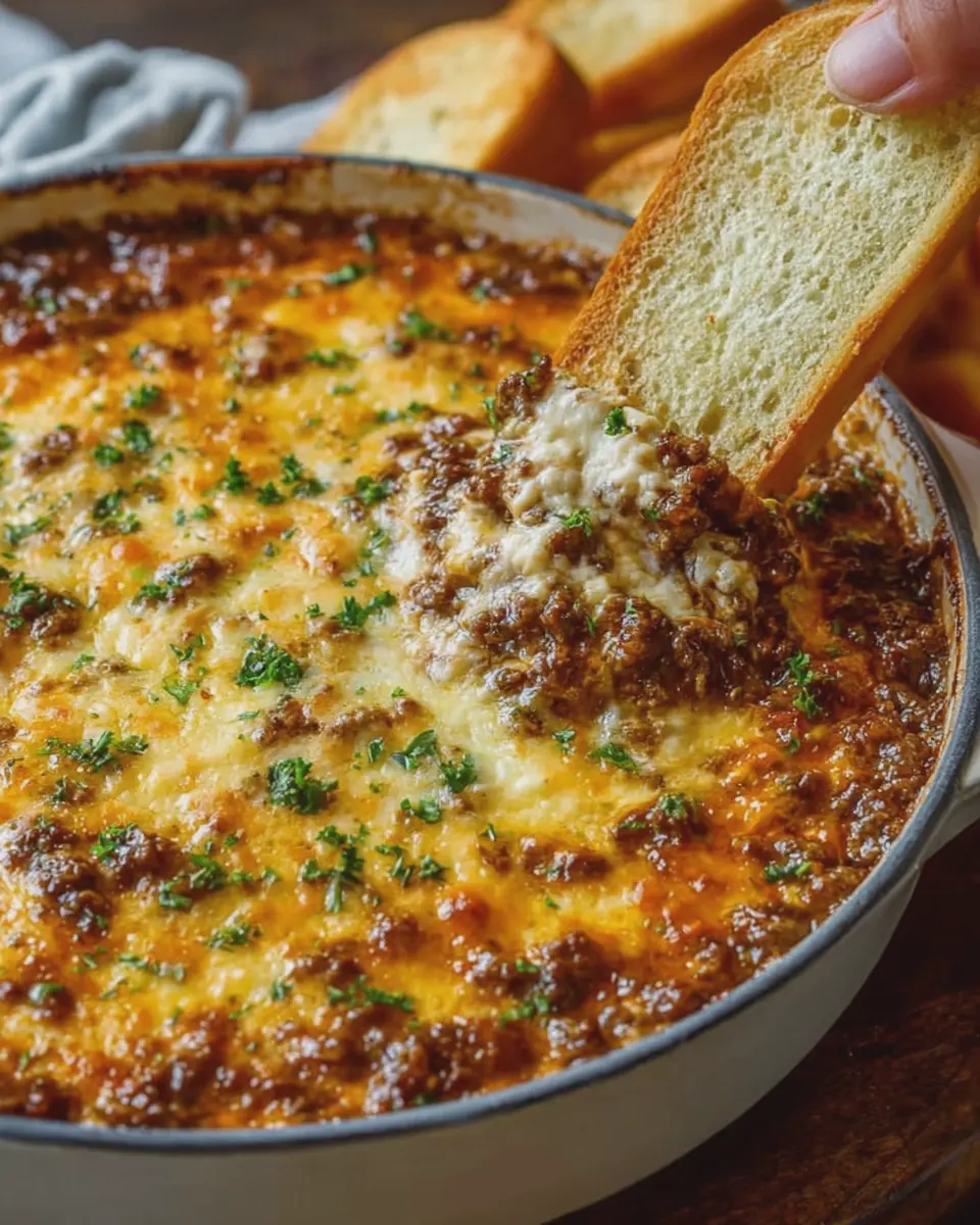 Classic Baked Cheesy Beef Dip