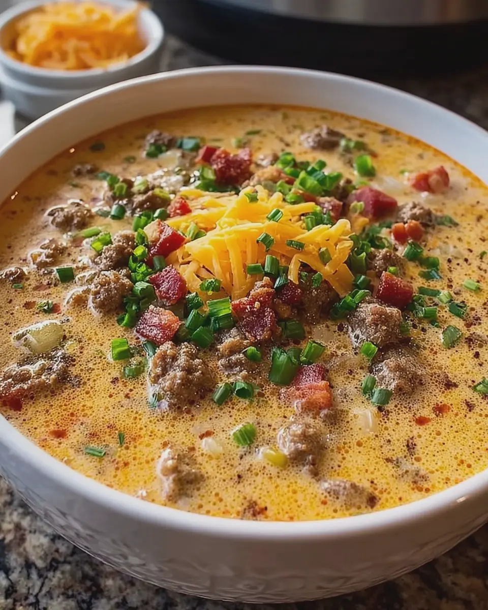 Slow Cooker Cheeseburger Soup