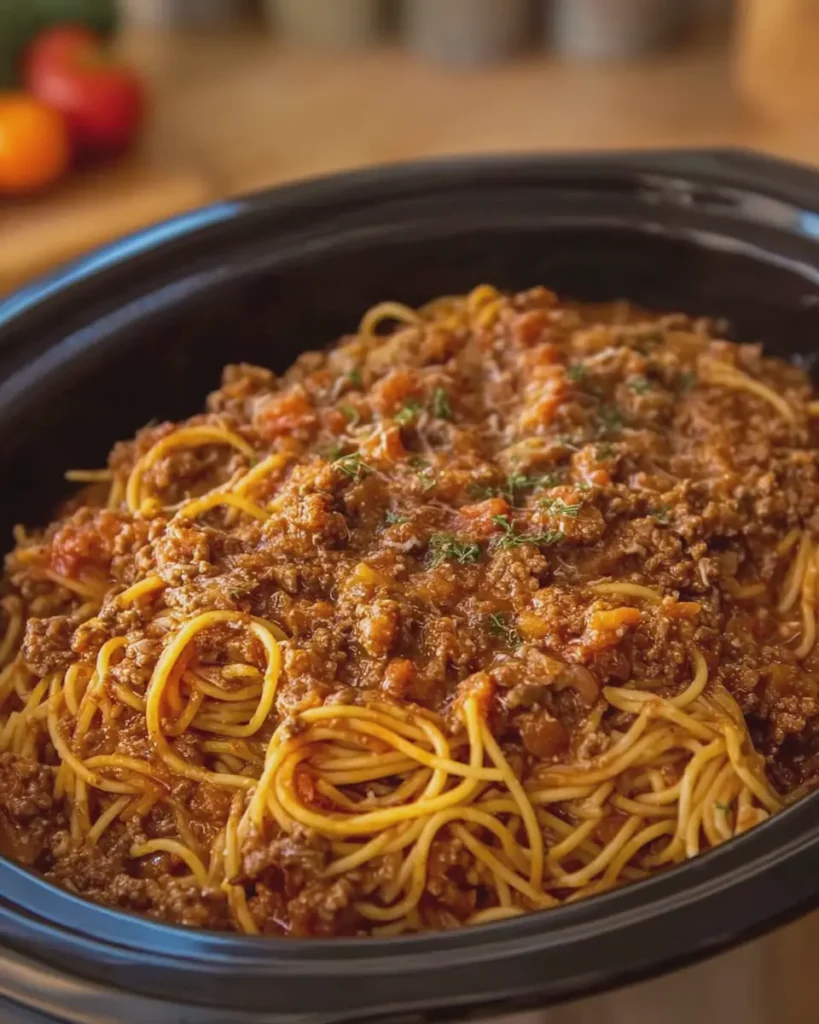 Crockpot Beef Spaghetti