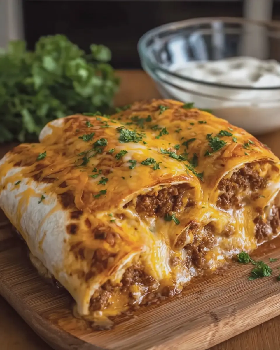 Baked Cheesy Beef Wrap Pockets