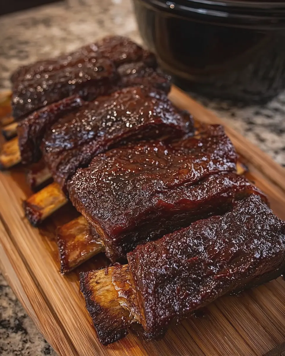 Slow Cooker Sticky BBQ Beef Ribs