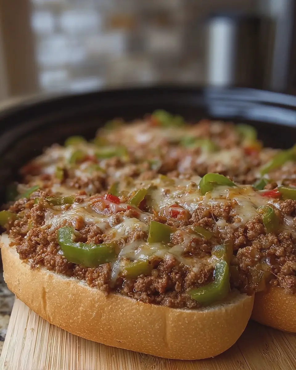 Slow Cooker Philly Cheesesteak Sloppy Joes with Turkey Bacon Twist