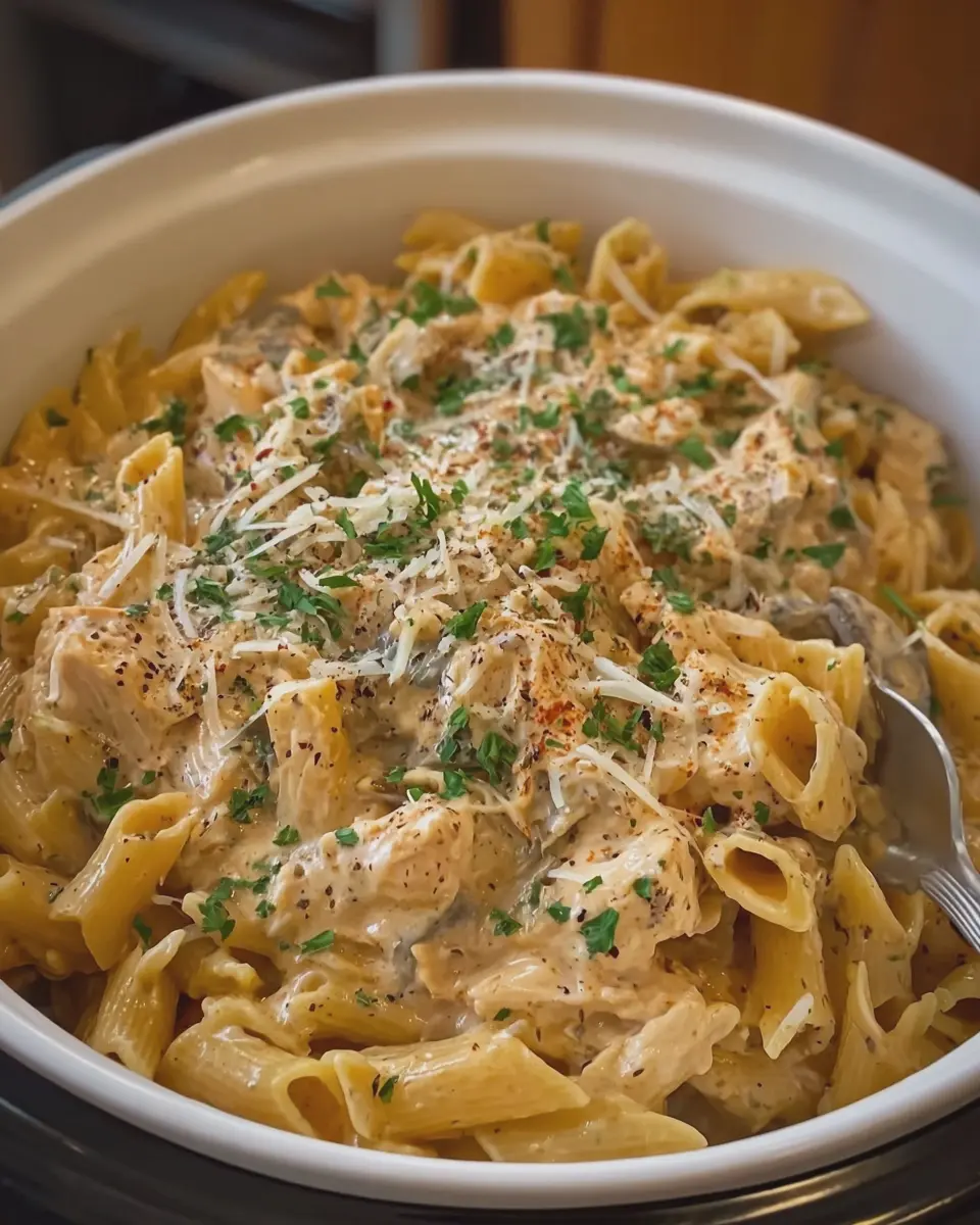 Crockpot Creamy Chicken Pasta