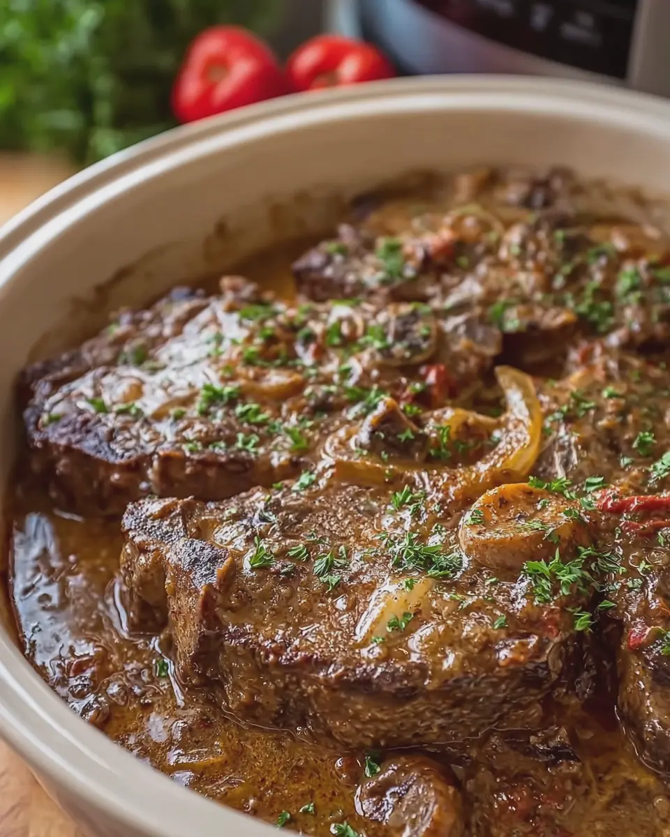 Slow Cooker Smothered Beef Chops