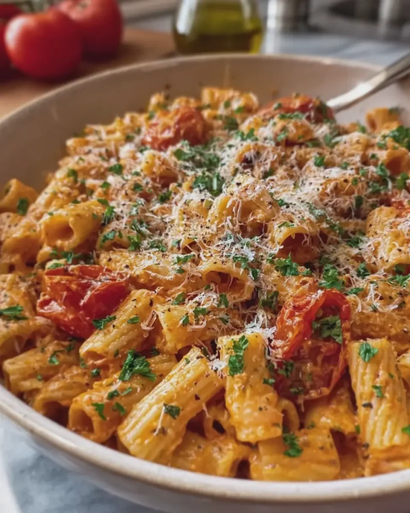 Easy and Creamy Tomato Garlic Pasta Recipe