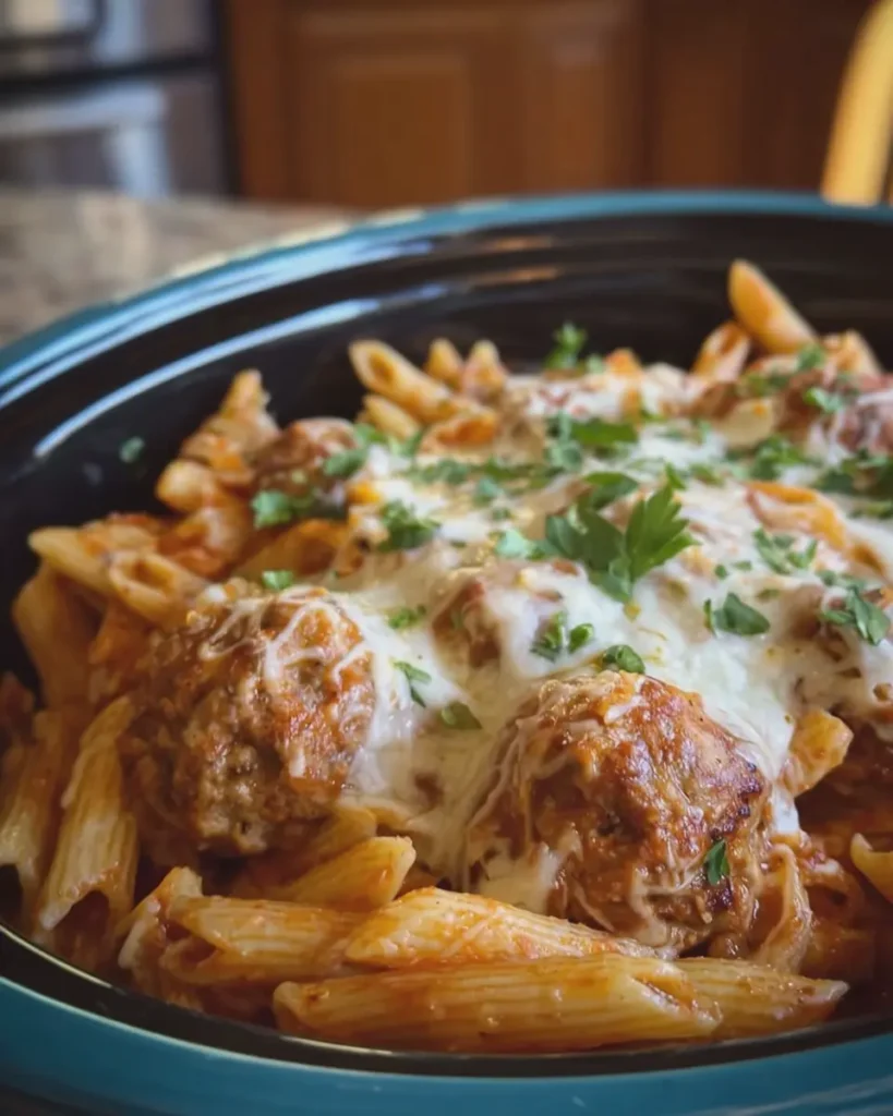 Crock Pot Meatball Penne with Provolone