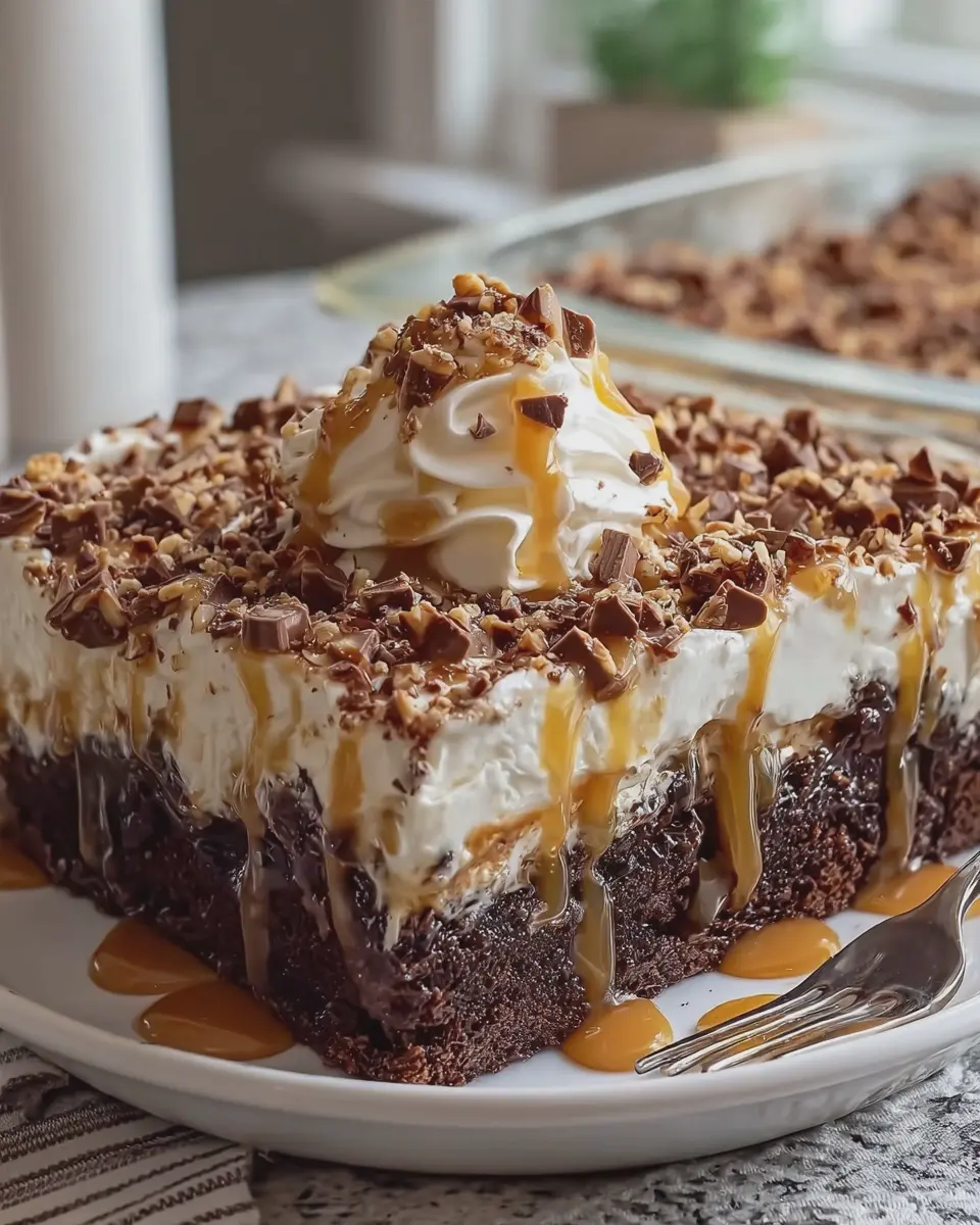 Salted Caramel Chocolate Brownie Sundae Casserole