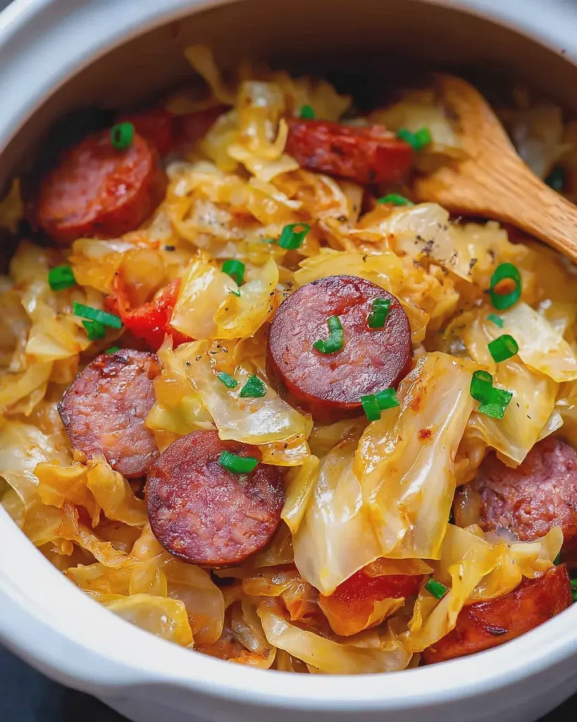 Crockpot Hearty Dirty Cabbage with Beef and Sausage Made Easy
