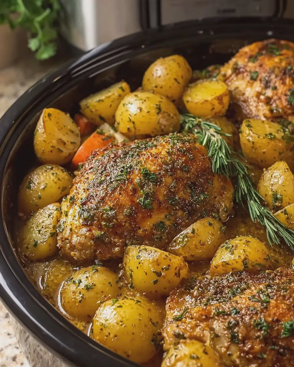 Slow Cooker Garlic Butter Chicken and Potatoes