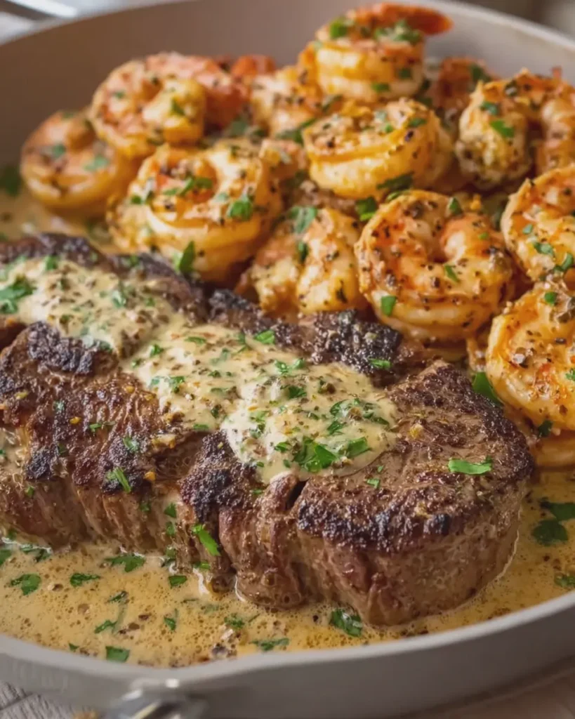 Sela Creamy Garlic Butter Steak and Shrimp